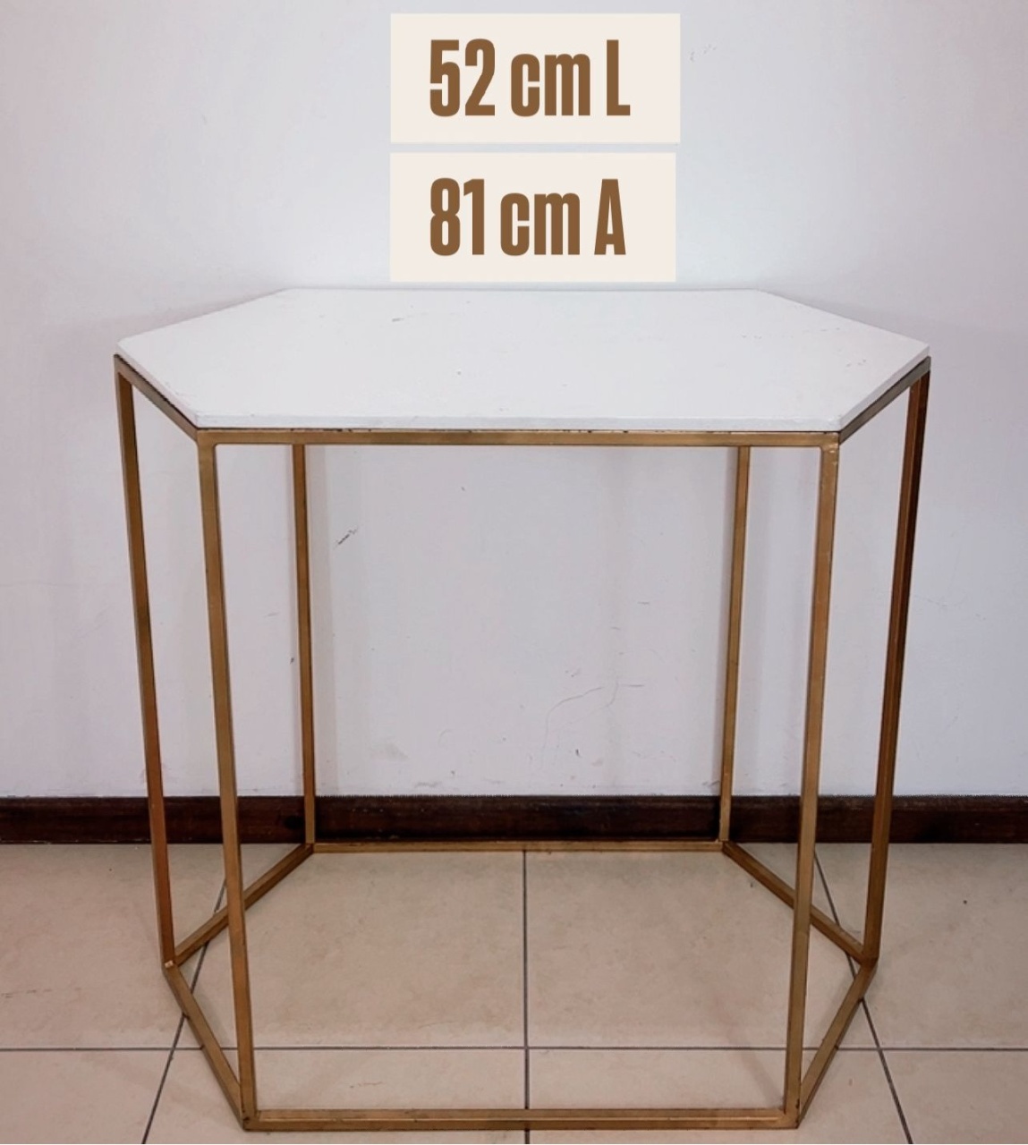 Mesa Sextavada Dourada/Branca G  - TudFestas