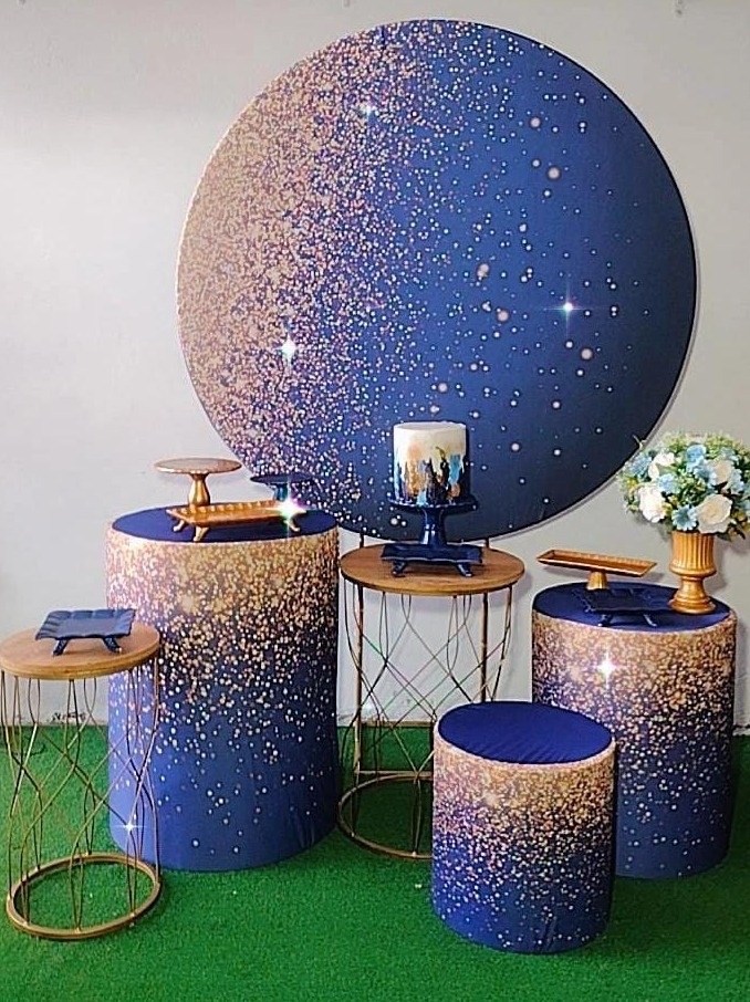 Kit Ouro Gliter Azul Com Dourado - TudFestas