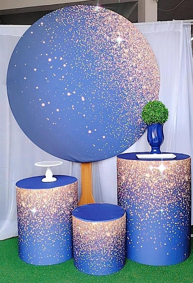 Kit Promocional Gliter Azul Com Dourado - TudFestas