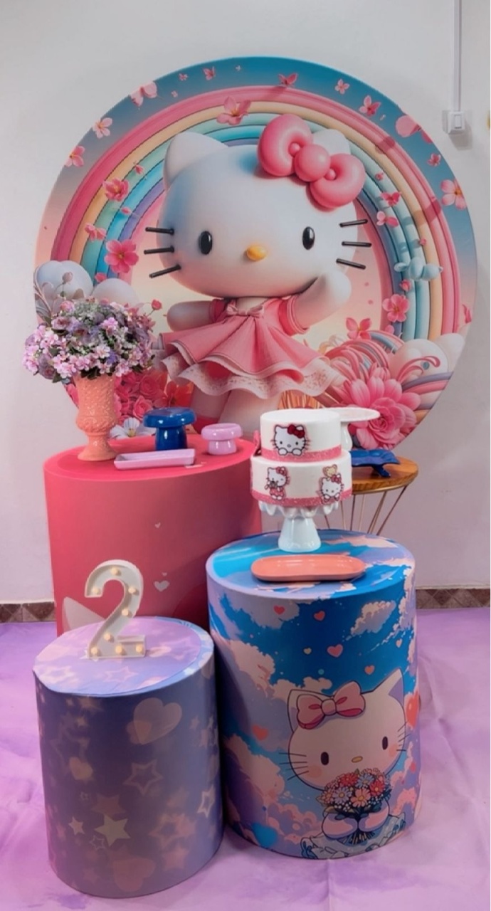 Kit Prata Hello Kitty Rosa - Modelo 2 - TudFestas