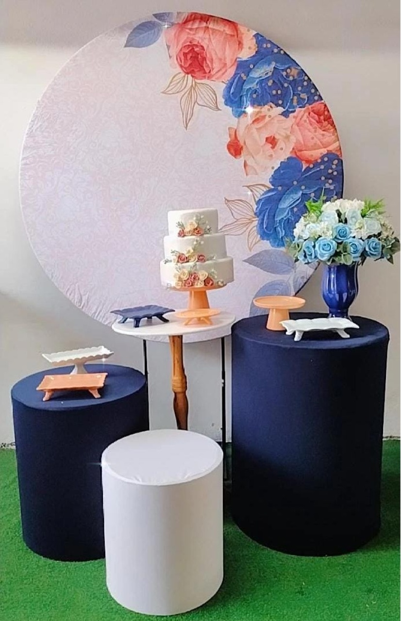 Kit Prata Floral Azul Com Rose  - TudFestas