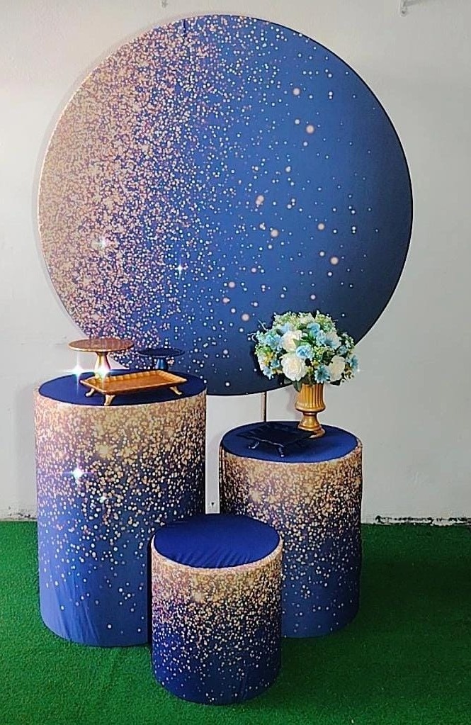 Kit Bronze Gliter Azul Com Dourado - TudFestas