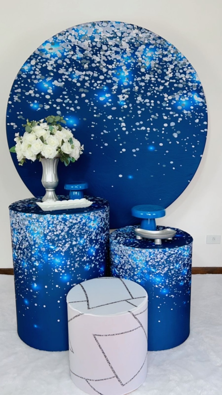 Kit Bronze Glitter Azul Com Prata   - TudFestas