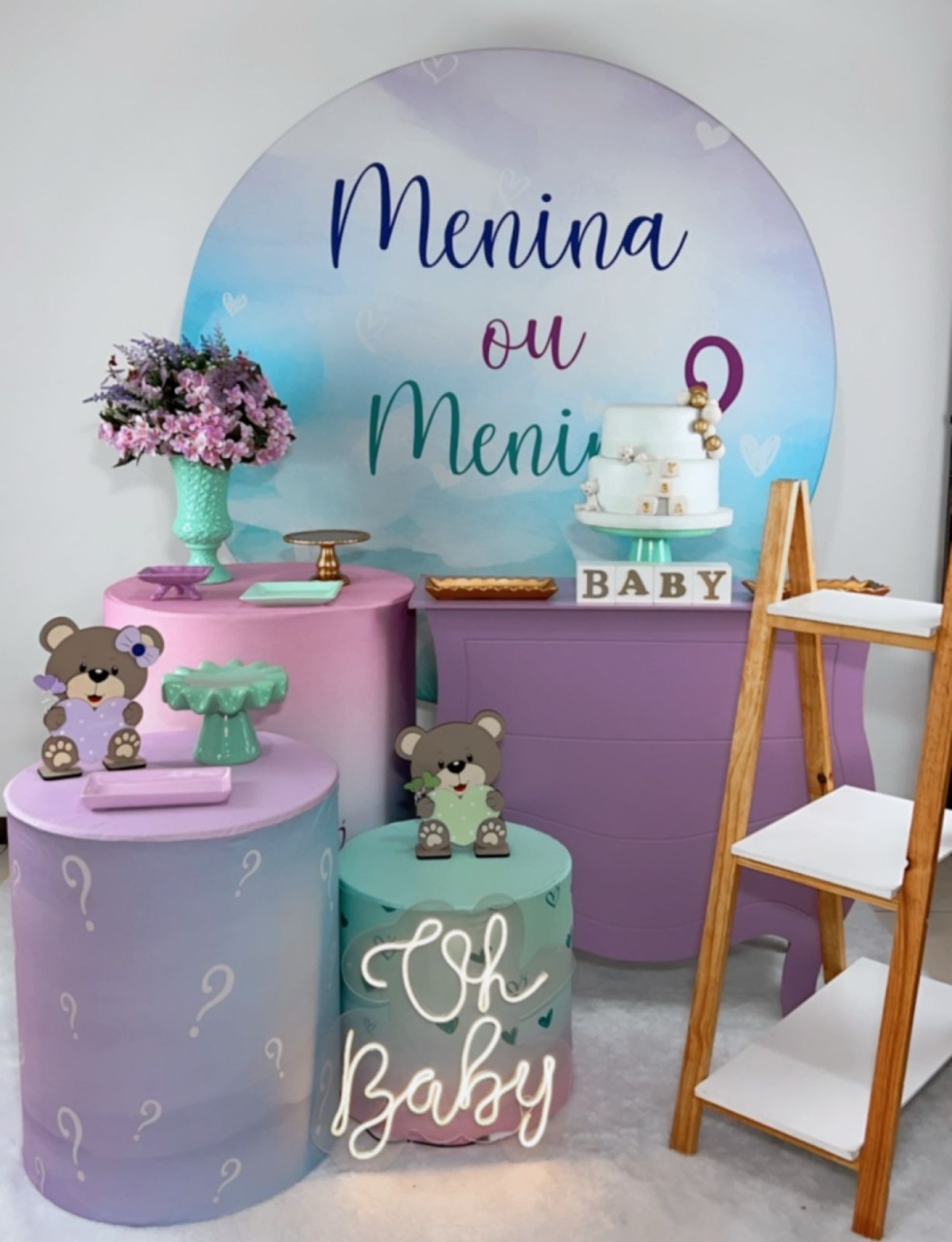 Kit Diamante Chá Revelação - Lilás E Verde - Modelo 2. - TudFestas