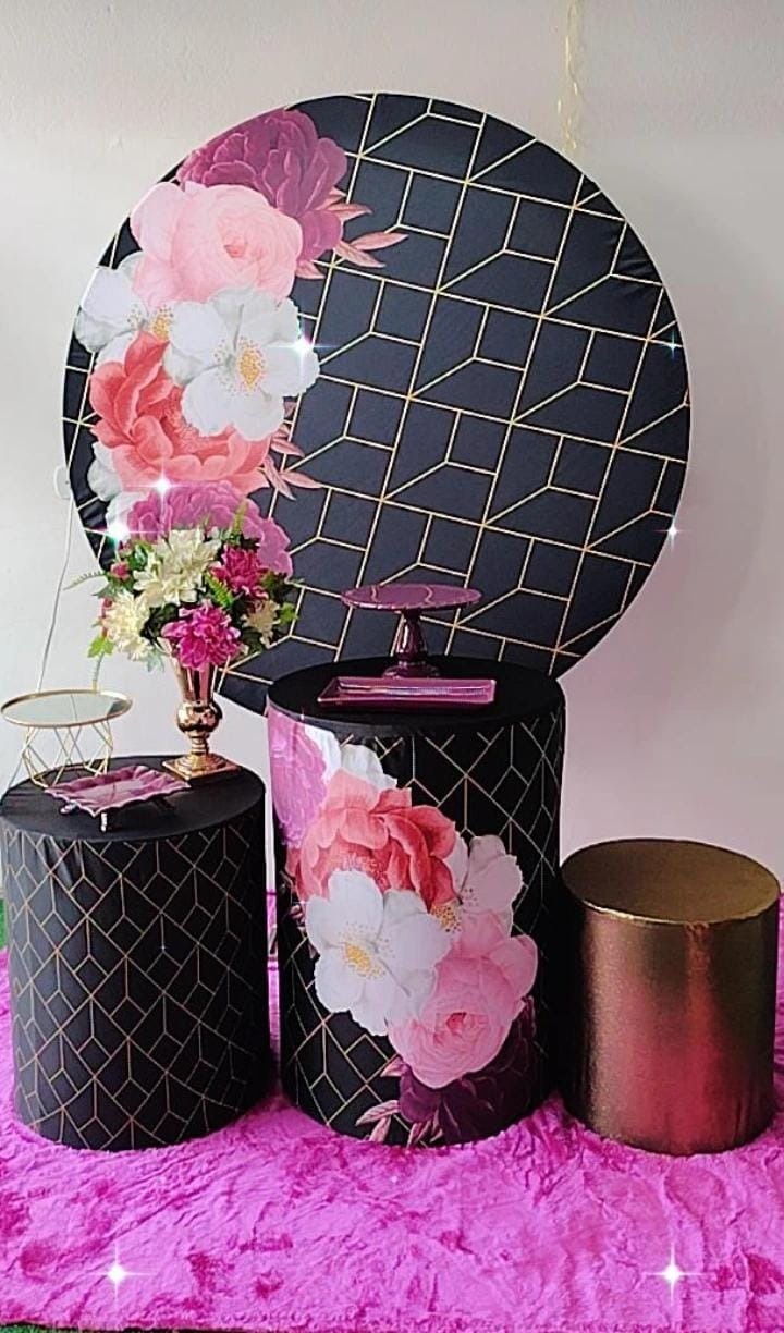 Kit Bronze Floral Preto Com Roxo P.l - TudFestas