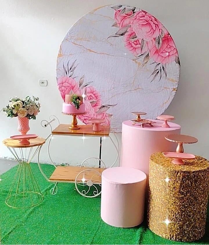 Kit Ouro Floral Rajado Rosa - TudFestas
