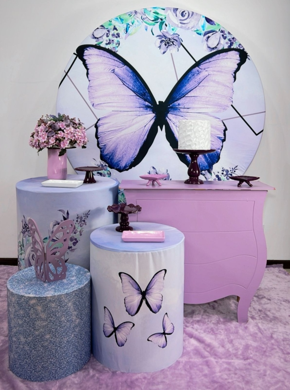 Kit Prata Borboleta Lilás - Modelo 2 - TudFestas