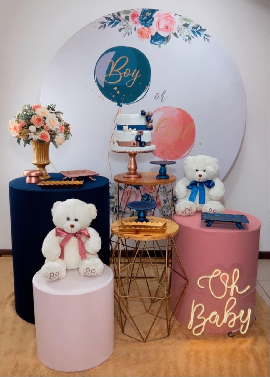 Kit Diamante Chá Revelação - Azul E Rose. - TudFestas