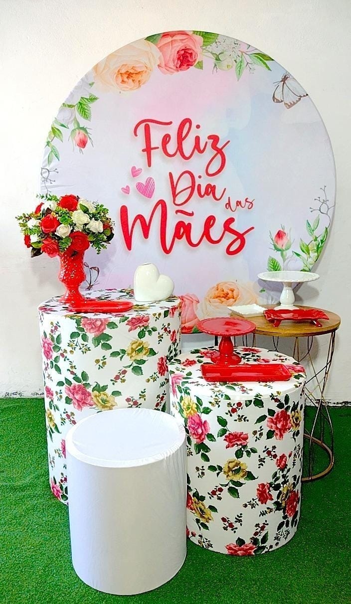 Kit Prata Mãe Fundo Vermelho - Modelo 2 - TudFestas