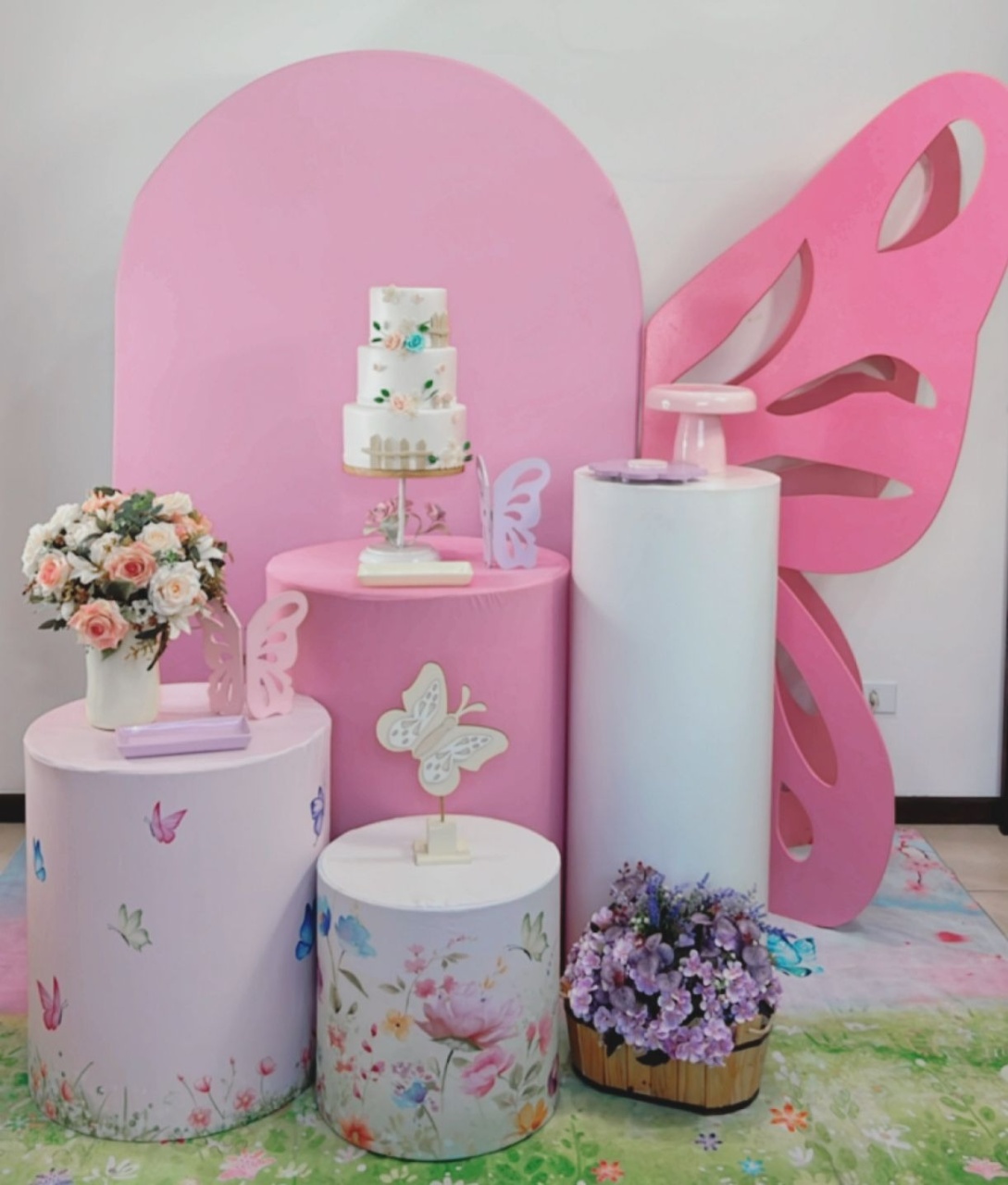 Borboleta Composição - Painel Rosa - Modelo 4 - TudFestas