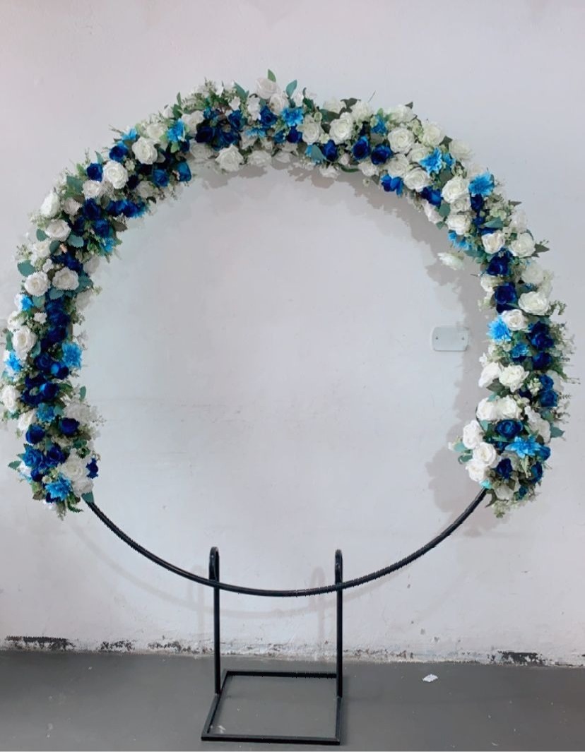 Coluna de Flores Azul Com Branco  - TudFestas