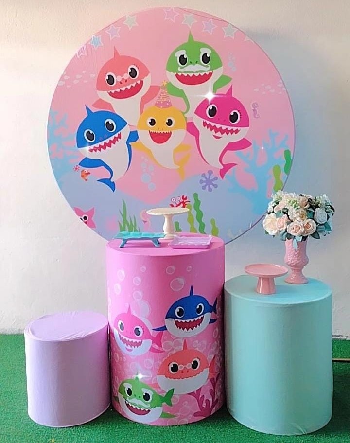 Kit Bronze Baby Shark Rosa - TudFestas