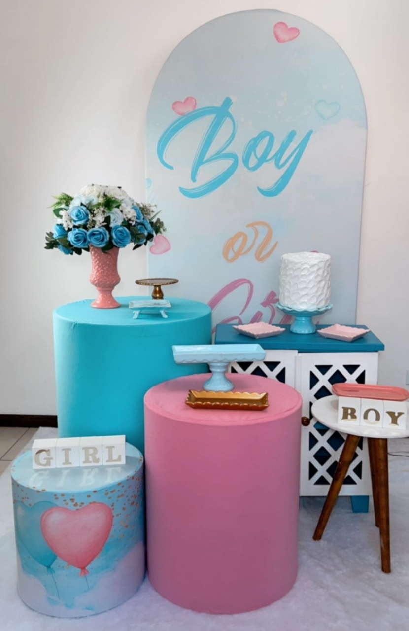 Kit Ouro Chá Revelação - Azul E Rosa  - TudFestas