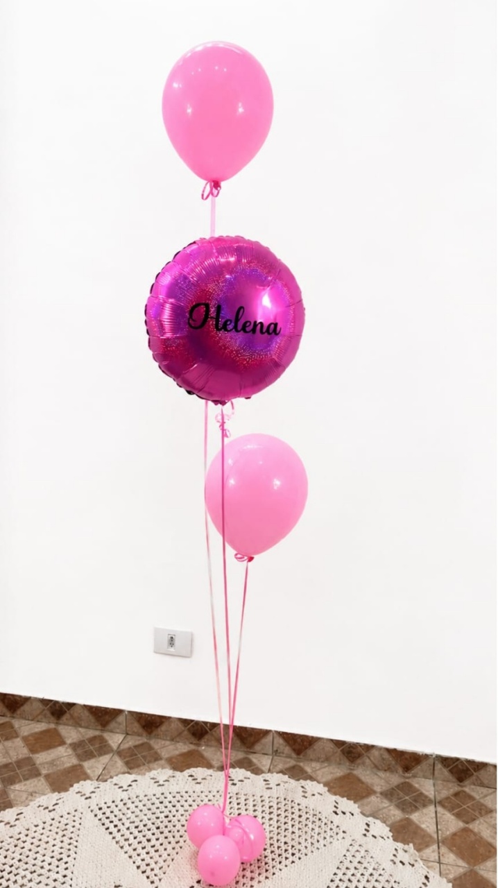 Balão Com Gás Helio 1 Balão Metalizado + 2 Bexigas Tamanho 9" - TudFestas