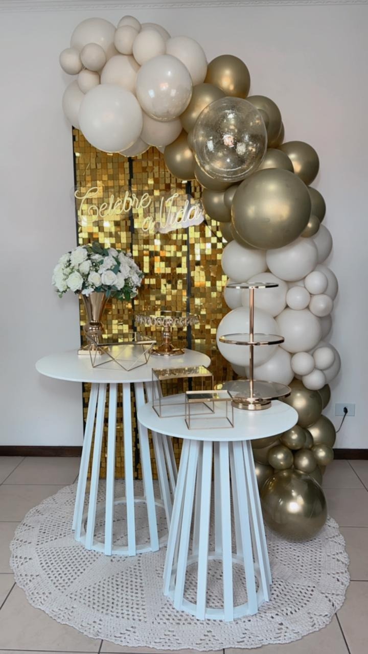 Composição Shaimmer Dourado - Mesas Rusticas  - TudFestas