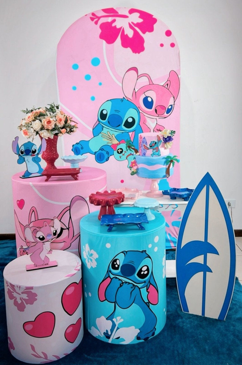 Kit Ouro Lilo Stitch E Angel Modelo 2 - Mod 2 - TudFestas
