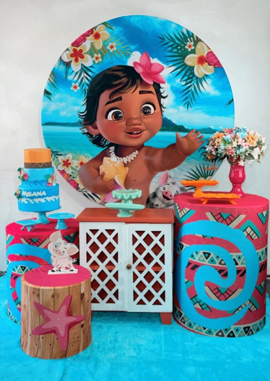 Kit Prata Moana Baby Fundo Azul - TudFestas