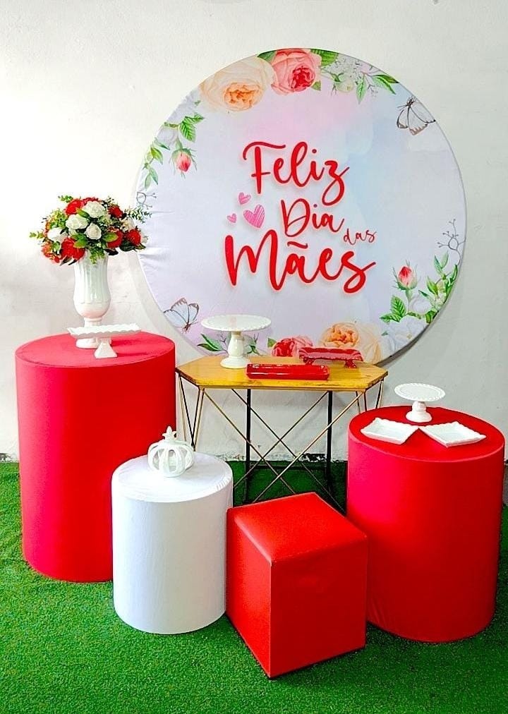 Kit Ouro Mãe Fundo Vermelho - TudFestas