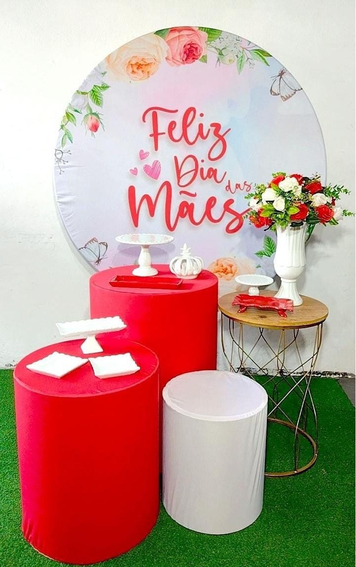 Kit Prata Mãe Fundo Vermelho - TudFestas