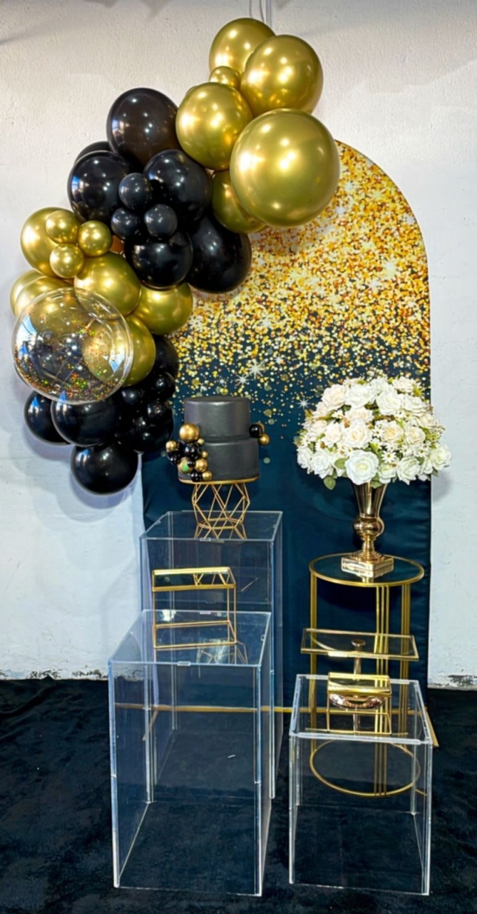 Composição Gliter Dourado Com Preto - Modelo 2 - TudFestas