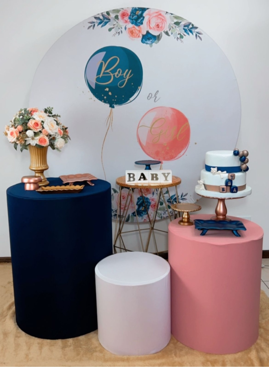 Kit Prata Chá Revelação - Azul E Rose.  - TudFestas