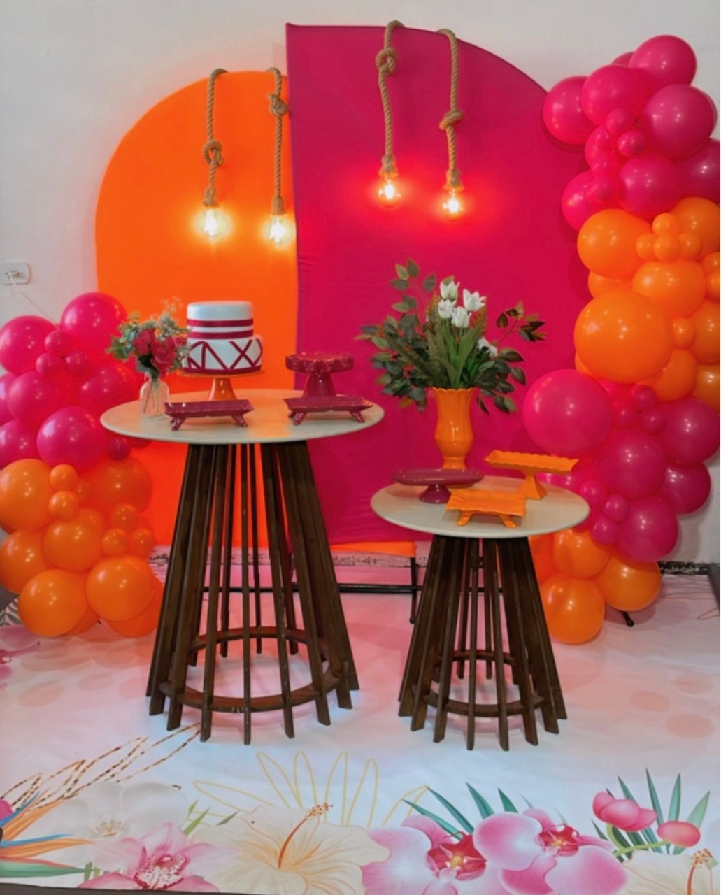 Pink Com Laranja - Composição  - TudFestas