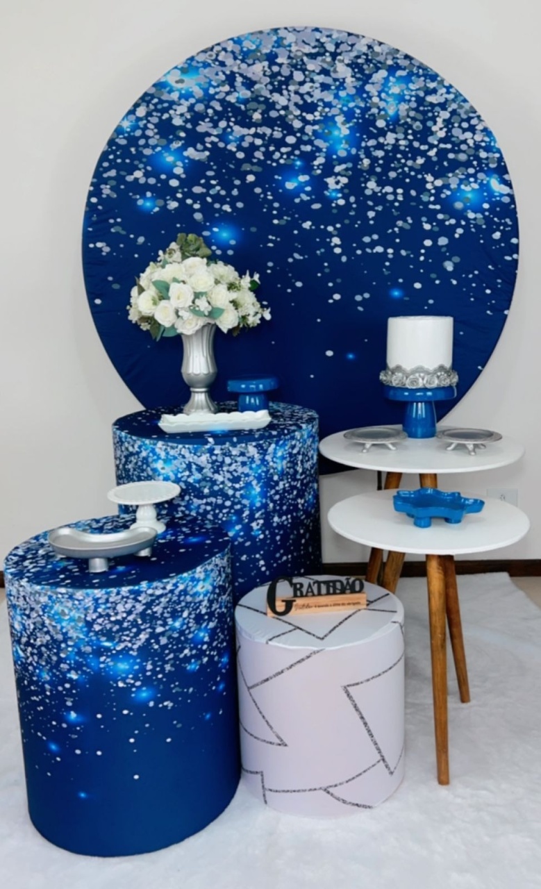 Kit Ouro Glitter Azul Com Prata - Modelo 2 - TudFestas