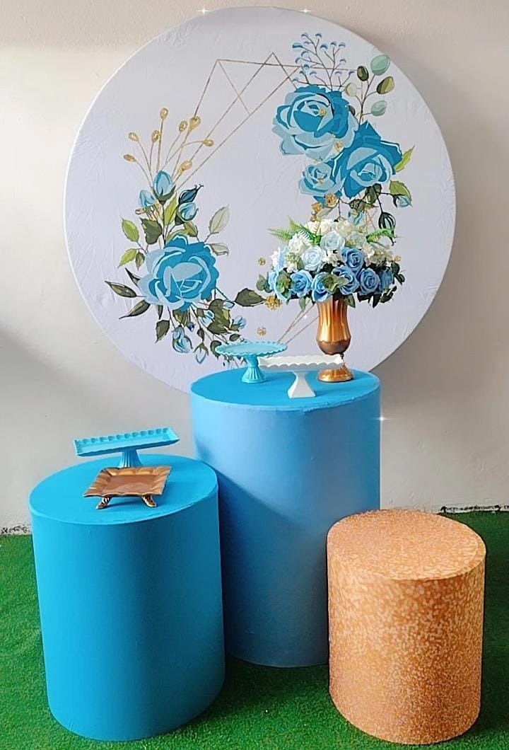 Kit Bronze Floral Azul Claro - TudFestas