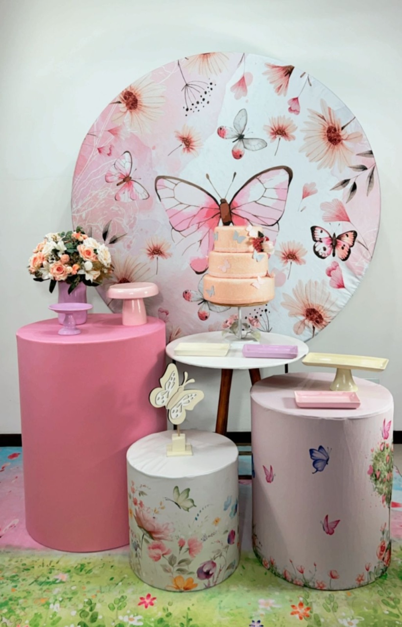 Kit Prata Borboleta Rosa -Modelo 2 - TudFestas