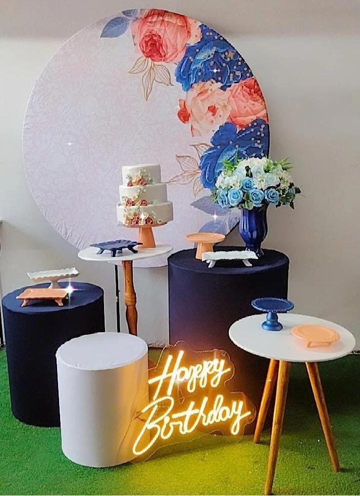 Kit Diamante Floral Azul Com Rose  - TudFestas