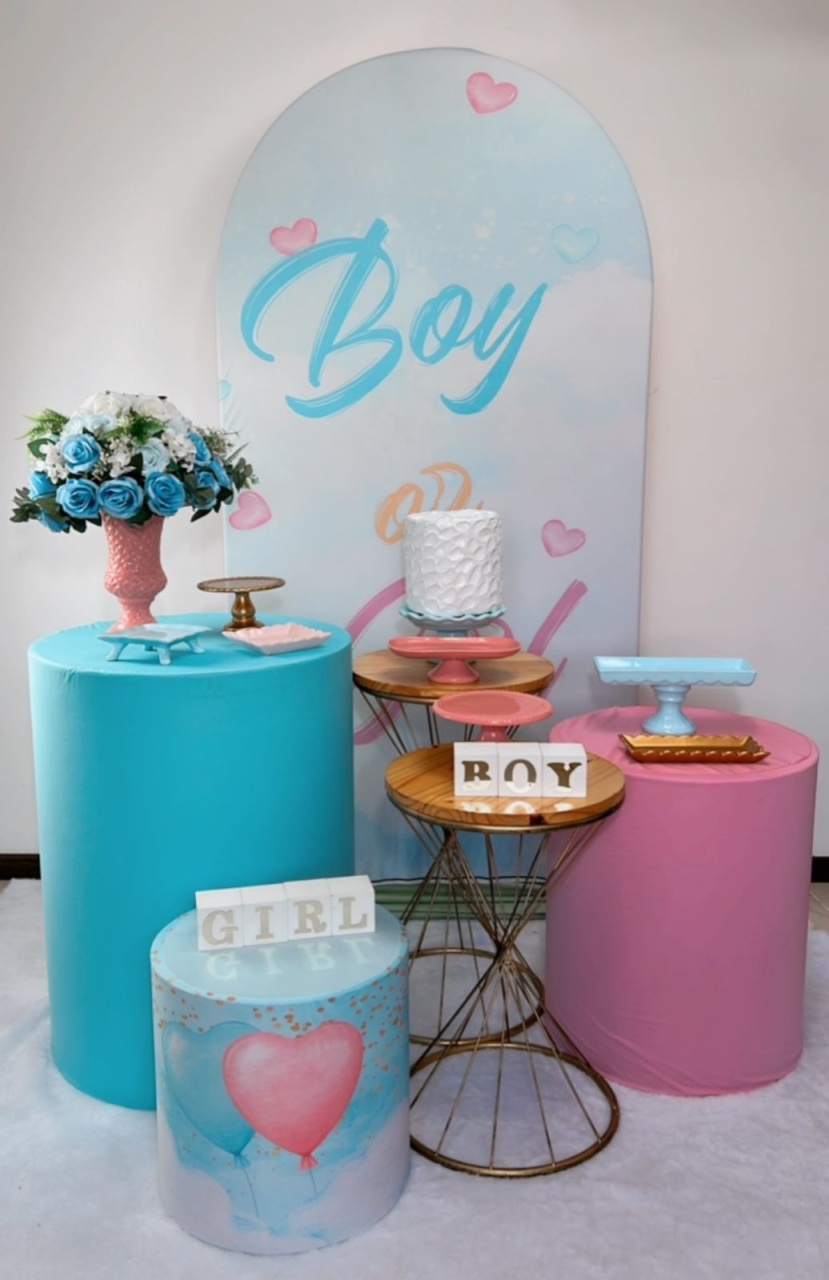 Kit Ouro Chá Revelação - Azul E Rosa - Modelo 2 - TudFestas