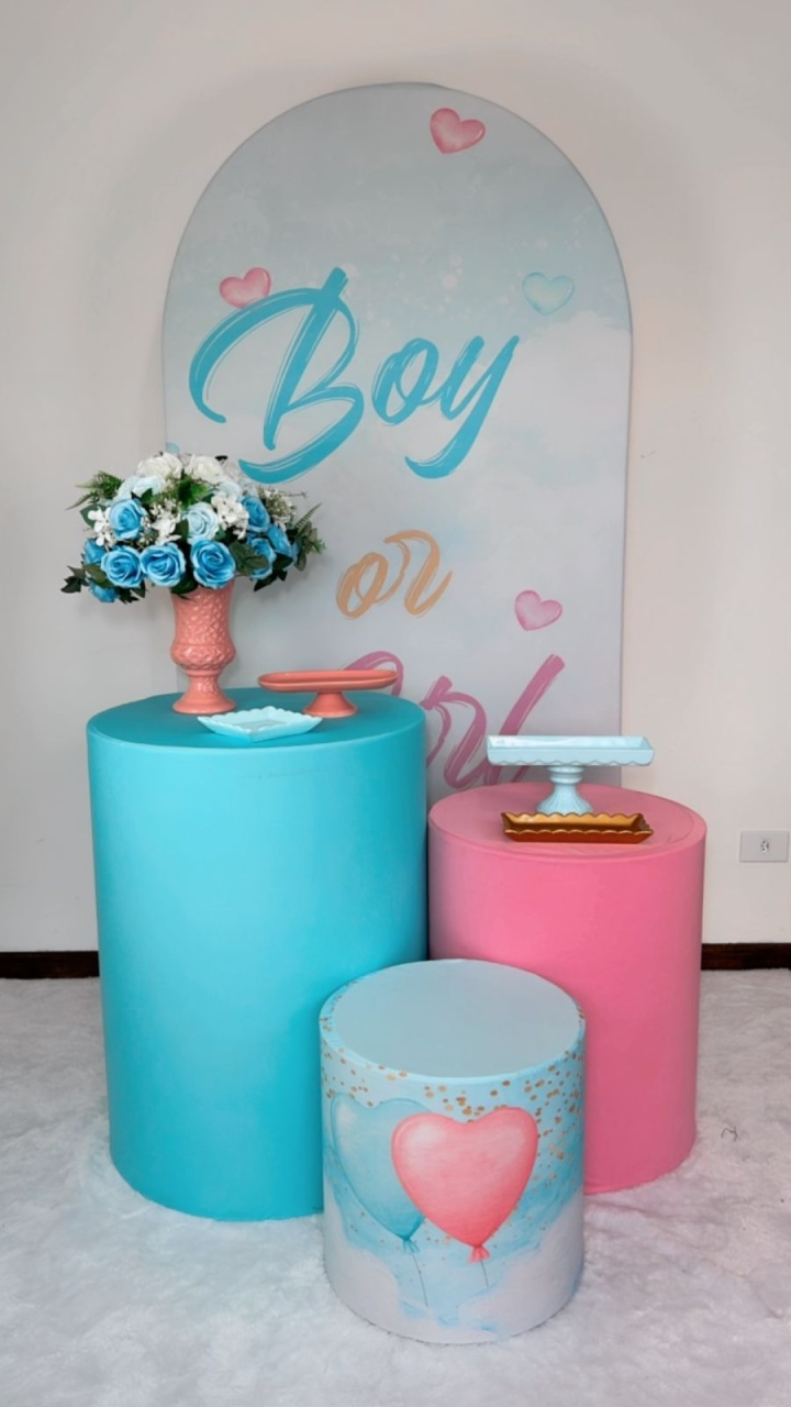 Kit Bronze Chá Revelação - Azul E Rosa  - TudFestas