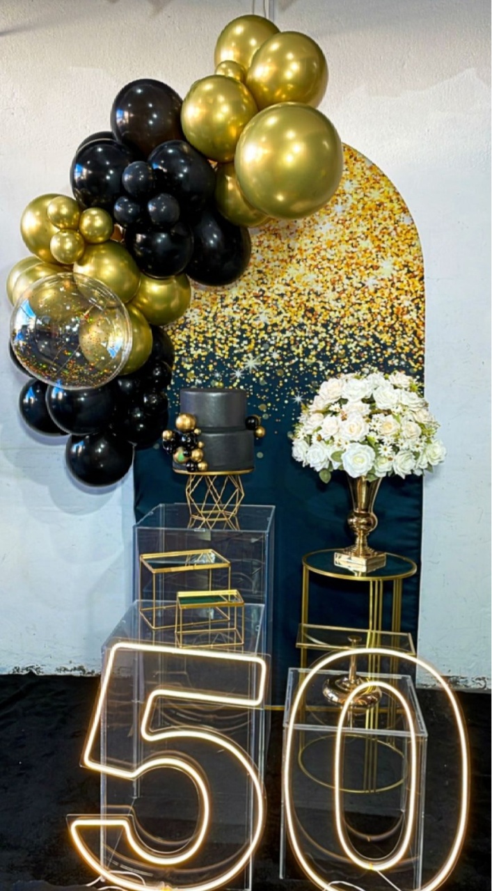 Composição Gliter Dourado Com Preto - Modelo 3 - TudFestas