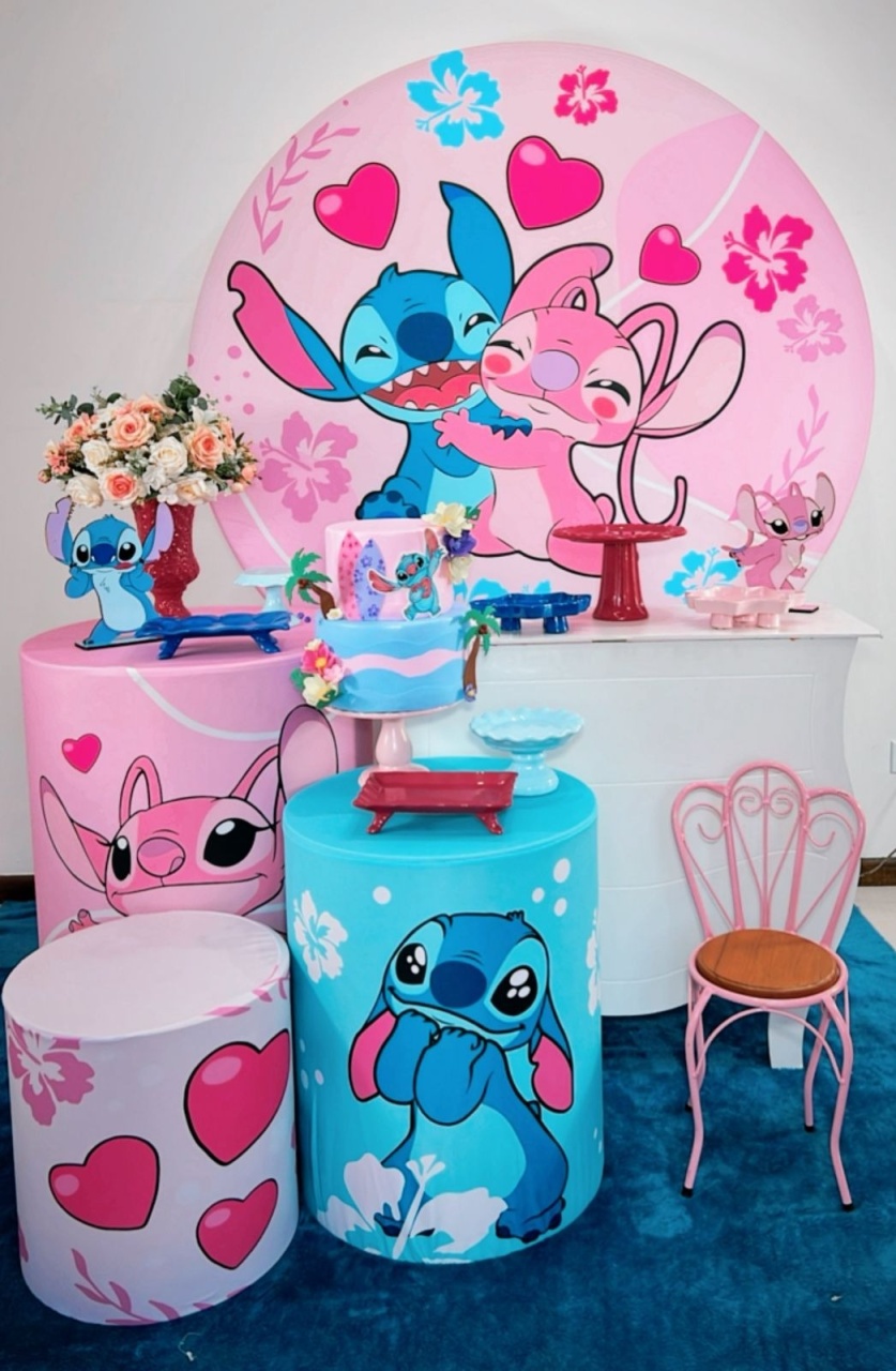Kit Ouro Lilo Stich E Angel - Modelo 2 - TudFestas