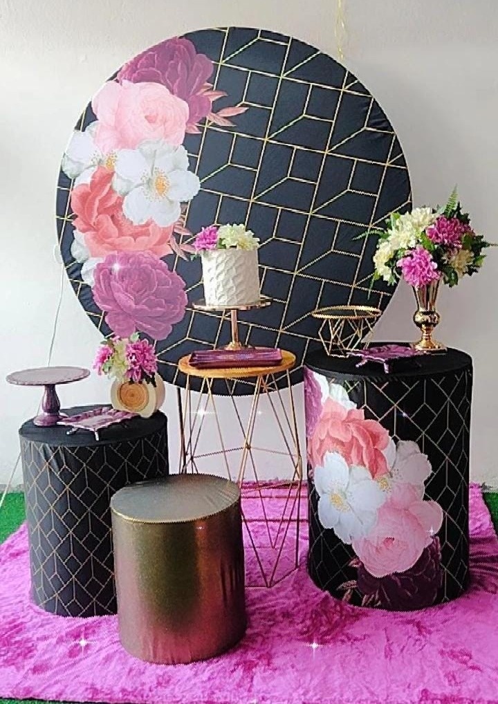 Kit Prata Floral Preto Com Roxo P.l - TudFestas