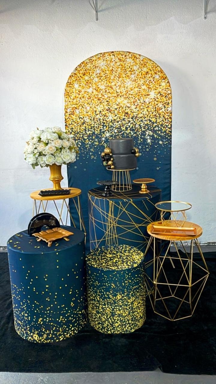 Kit Ouro Gliter Dourado Com Preto - Painel Romano - TudFestas