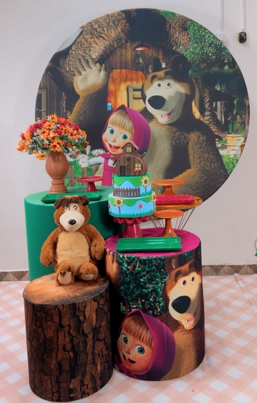 Kit Prata Masha E O Urso - Modelo 2 - TudFestas