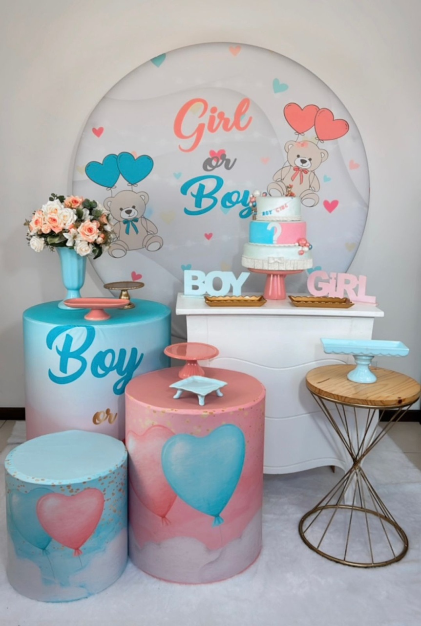 Kit Ouro Chá Revelação - Azul E Rosa. - TudFestas