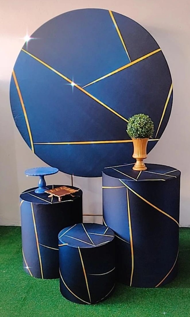 Kit Promocional Azul Geométrico - Modelo 2 - TudFestas