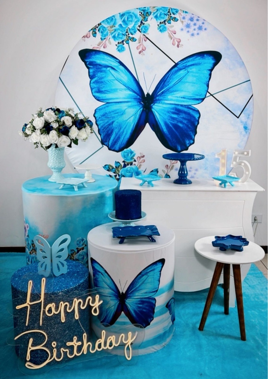 Kit Diamante Borboleta Azul - Modelo 2 - TudFestas
