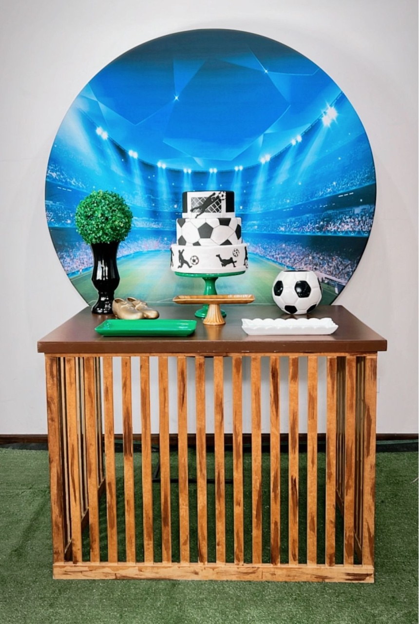 Futebol Campo Composição Mesa Rustica 3 - TudFestas