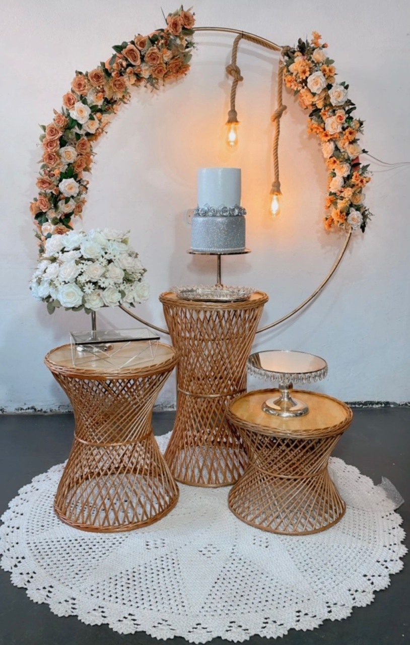 Composição Prata E Branco - Mesas Vime - Peças Luxo - TudFestas