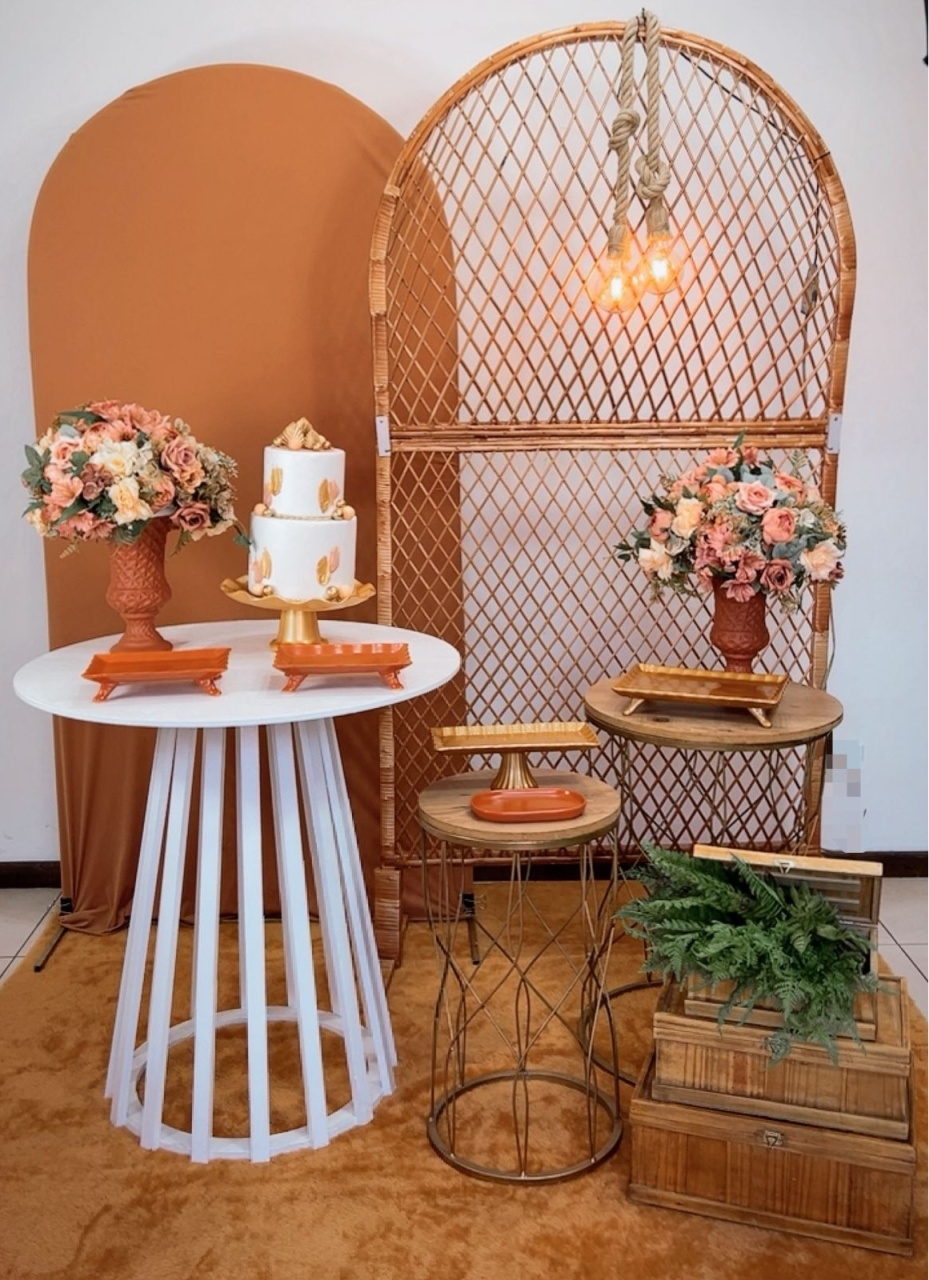 Composição Vime Com Terracota  - TudFestas