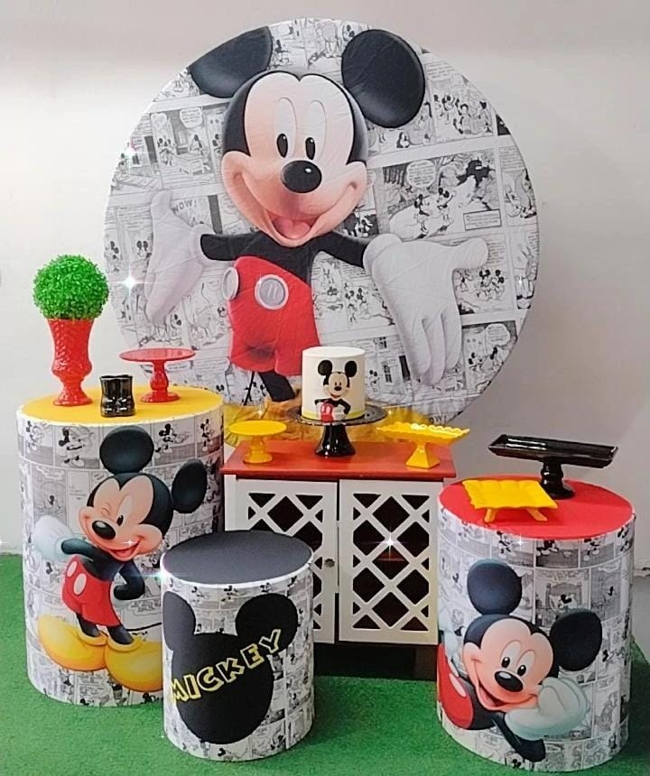 Kit Prata Mickey Fundo Branco  - TudFestas