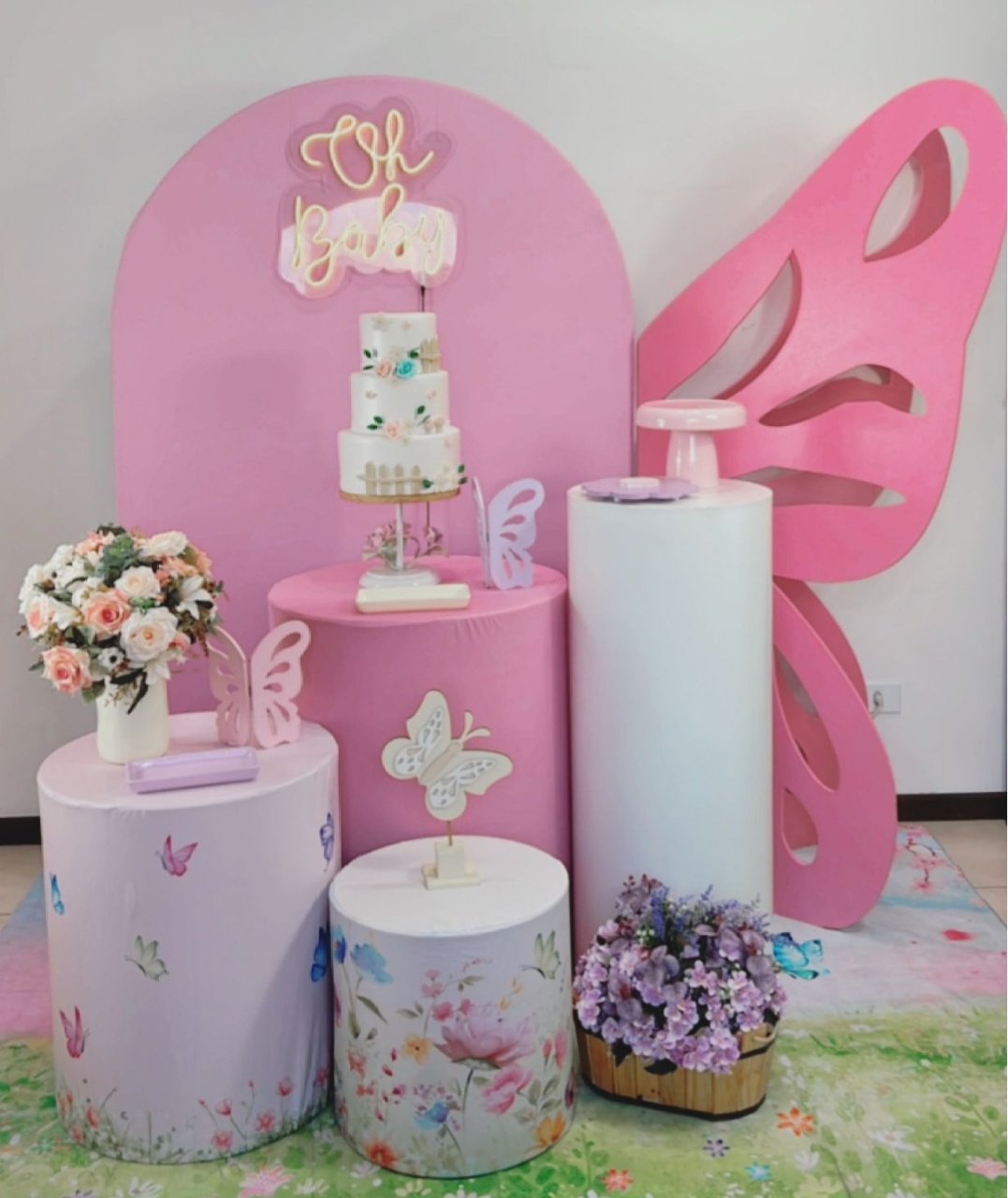 Borboleta Composição - Painel Rosa - Modelo 5 - TudFestas