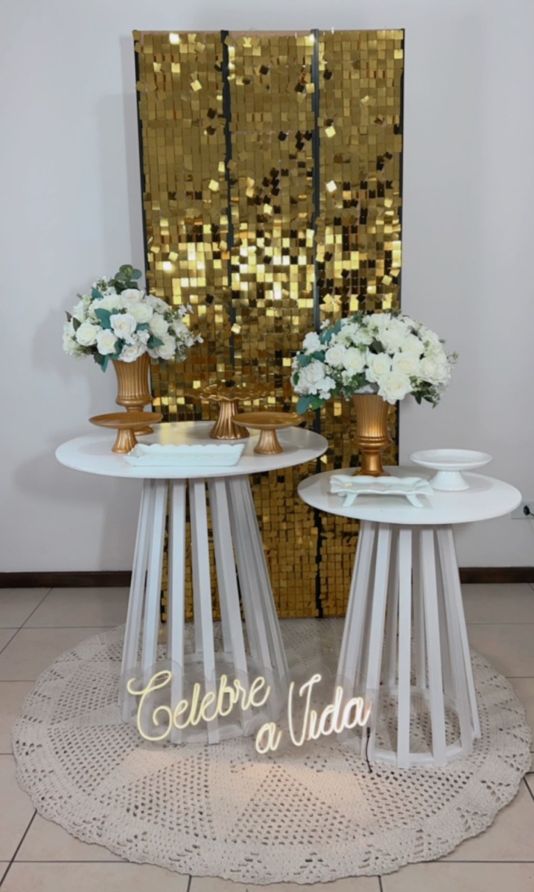 Composição Shaimmer Dourado - Mesas Rusticas Mod 3 - TudFestas