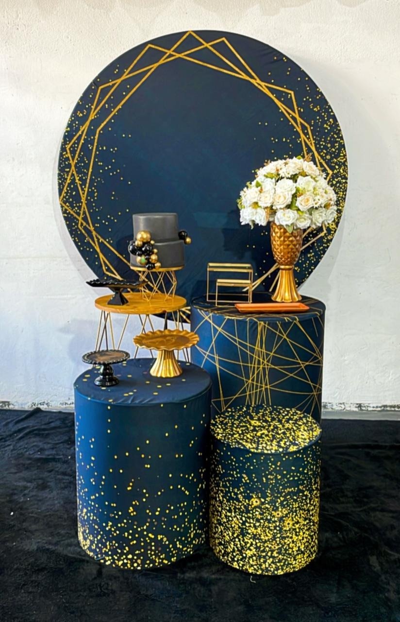 Kit Prata Gliter Dourado Com Preto - Modelo 2 - TudFestas
