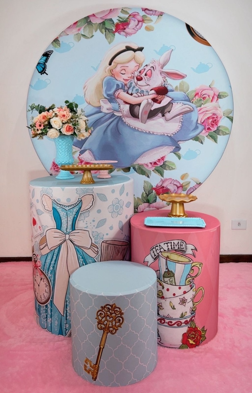 Kit Bronze Alice No País das Maravilhas - Painel Floral  - TudFestas