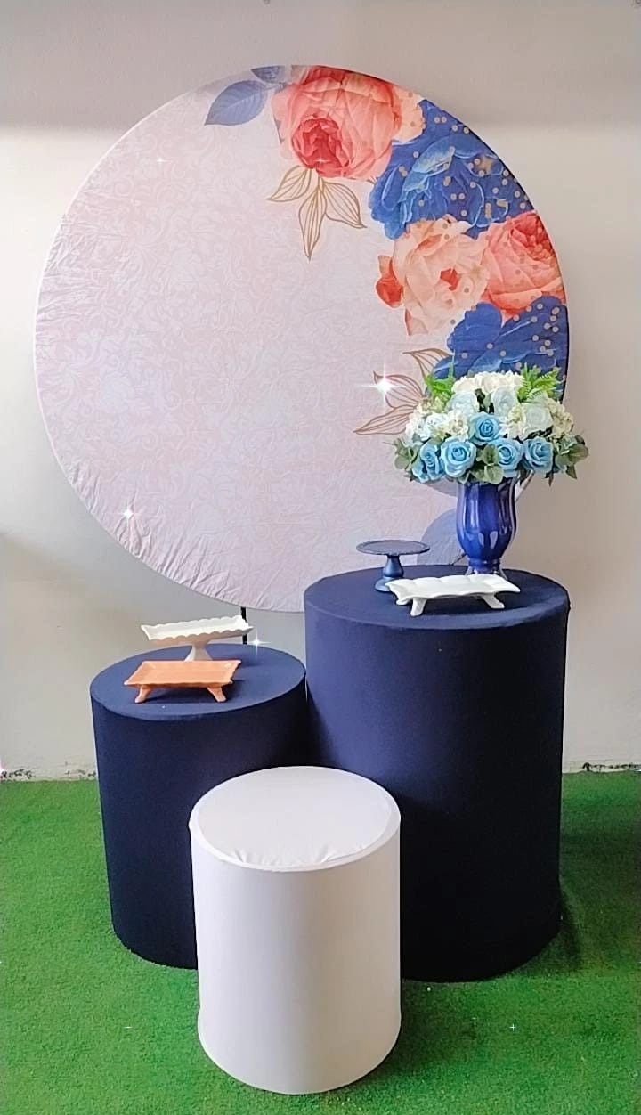 Kit Bronze Floral Azul Com Rose  - TudFestas