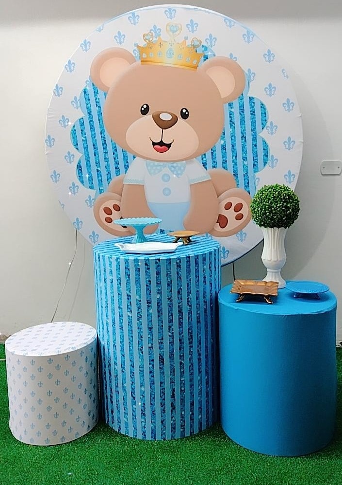 Kit Bronze Ursinho Realeaza Azul Claro  - TudFestas